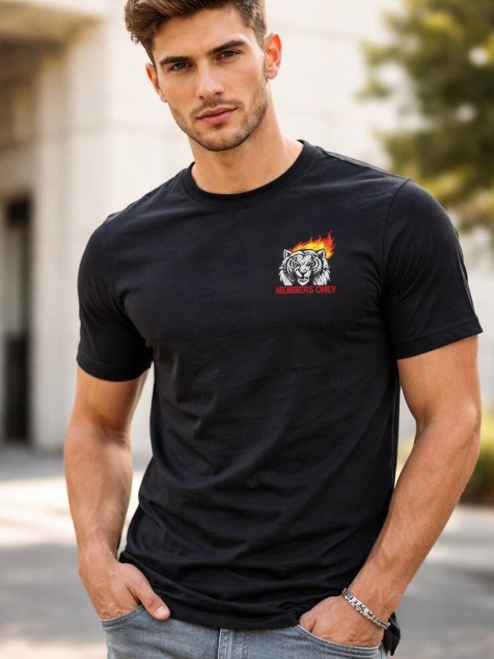 Mens Members Only Tiger Tee